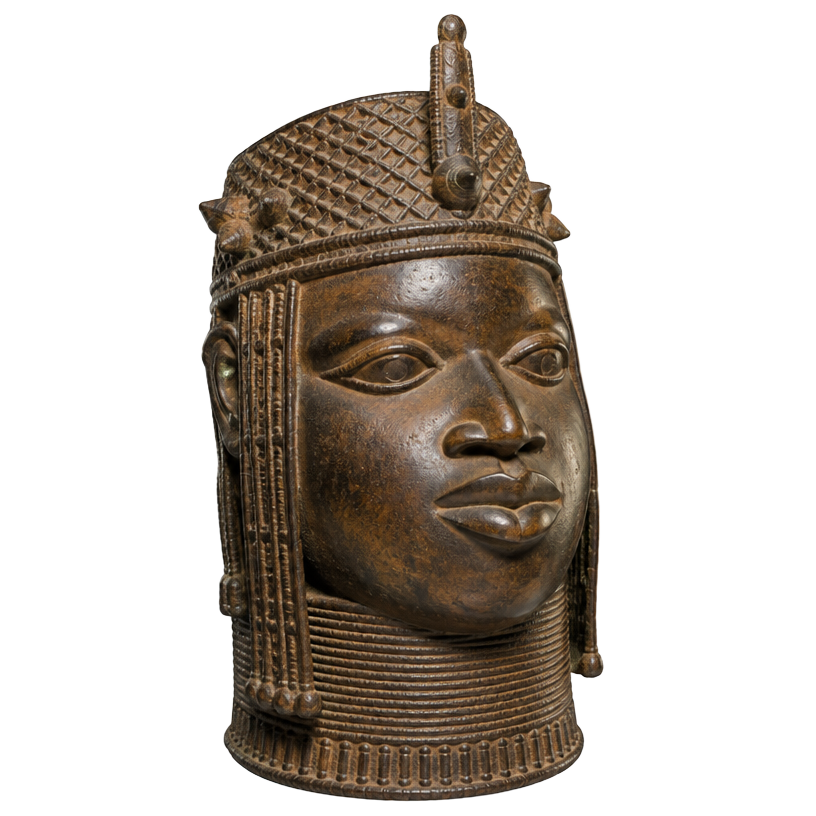 Edo bronze head sculpture